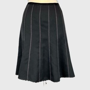 Rebecca Taylor Womens Black Silk Flare A Line Skirt Pink Stitching size 8